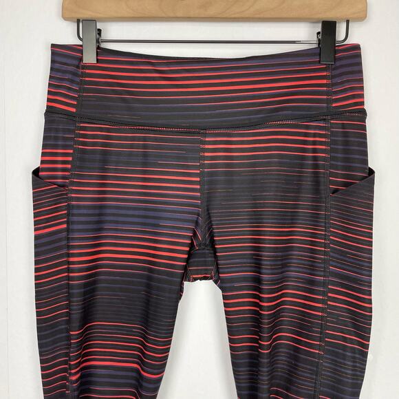 Lululemon | Pace Rival Crop Orange Coral Striped Mid Rise Athletic Leggings - Picture 8 of 14